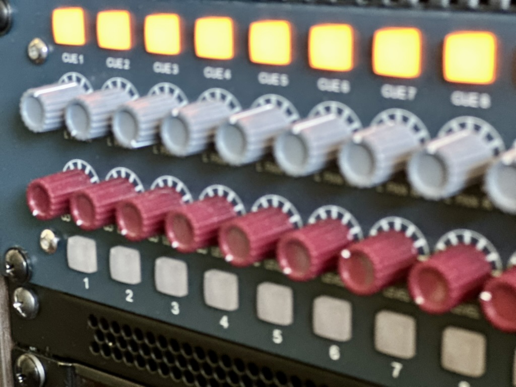 Illuminated channel controls on the Neve 8816 in Mirco’s studio